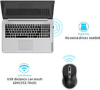 Wireless Mouse for Laptop, PC, Chromebook, Mac, MacBook, Silent Wireless Mouse with USB Nano Receiver, Side Button, 2400 DPI, Anti Slip Roller, 6 Button Ergonomics Cordless Computer Mice - Black Gray