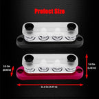 4 x M8 (5/16") Studs Power Distribution Block Bus Bar 12V, Ampper 4.3" 200A Marine BusBar Battery Distribution Block W/Cover for Car Boat Solar (Red & Black)