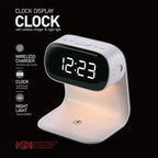 Digital Alarm Clock with Wireless Fast Charging Station 15W Touch Smart Lamp for Bedside,3 Colors Nightlight Adjustment Night Lamp for Living Room,Bedside,Heavy Sleepers (White+No Adapter)