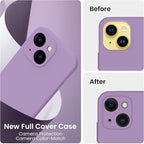 FireNova Designed for iPhone 14 Case, Silicone Upgraded [Camera Protection] Phone Case with [2 Screen Protectors], Soft Anti-Scratch Microfiber Lining Inside, 6.1 inch, Light Purple