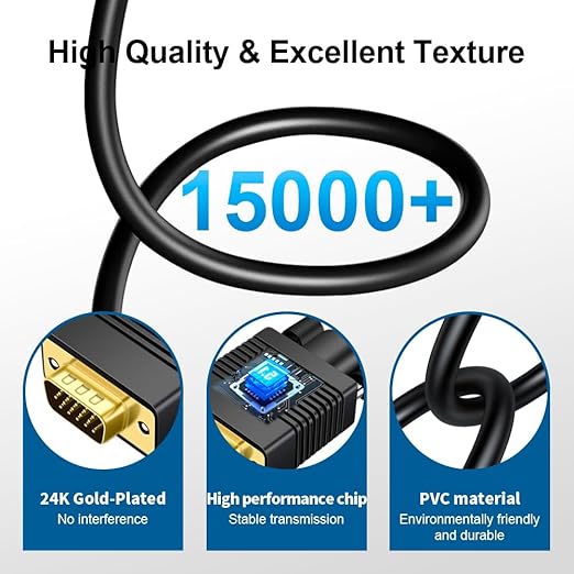 VGA (Sources) to HDMI (Display) Cable 6ft with Audio, VGA Maleto HDMI Male Converter Cord Adapter Cable Compatible Witch Computer/Laptop to Monitor/TV, Desktop Laptop Projector to Monitor HDTV