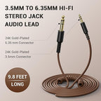 OneOdio 6.35mm to 3.5mm 6.6-9.8FT Stereo Adapter Cable Compatible with AMPs, Electronic Keyboards, Mixers, Guitars and Pro10/Pro30/Pro50 Headphones of OneOdio-Brown