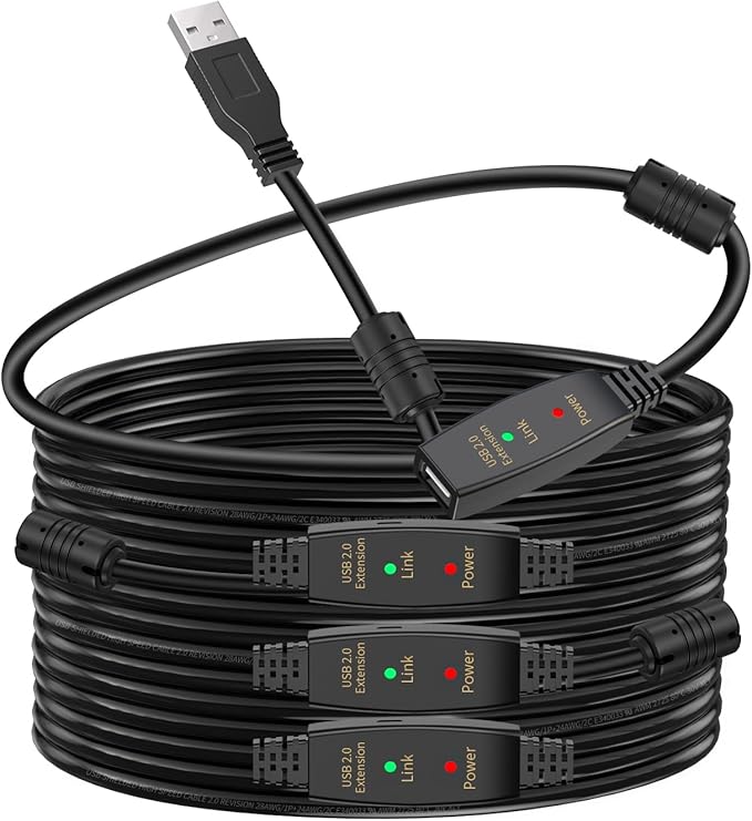 LDKCOK 150FT Active USB Extension Cable 2.0 Male to Female with A Extension chipset Signal Booster - Active Extension/Repeate