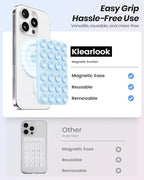 Klearlook 2Pack Magnetic Suction Phone Mount for MagSafe Case, Sticky Phone Grip Holder for iPhone, Removable Hands-Free Selfie/Video for TikTok Influencers, Women Girl Gift, Light Pink & Light Blue