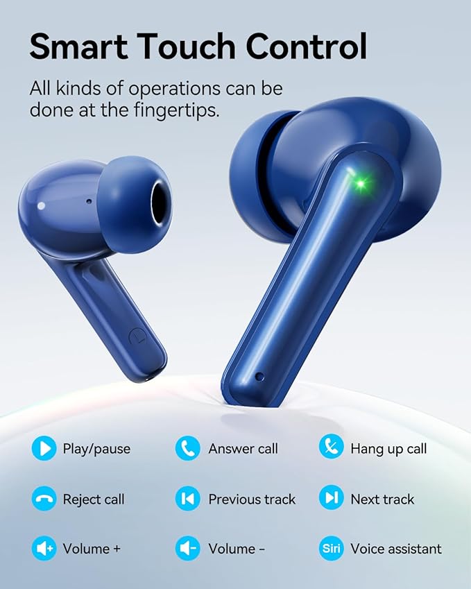 Wireless Earbuds, Bluetooth Ear Buds Headphones with LED Charging Case, Deep Bass Stereo Sound, 40 Hours Playtime, IP7, Lightweight in-Ear Earphones for iPhone Android Sports Workout