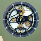 The Gears Clock Desk Clock 10 inches with Real Moving Gears Convertible into Wall Clock (White Farmhouse)