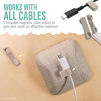 Smartish® Magnetic Cord Holder - Cable Wrangler Organizer with Magnet Clips for Charger Management on Desktop, Nightstand, or Side Table for All Cables, USB-C, Lightning Cables - Lightly Toasted Beige