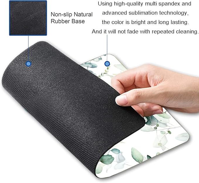 Hokafenle Mouse Pad, Green Leaves Mouse Pad with Design, Premium-Textured Mousepad Square Waterproof Mouse Mat Non-Slip Rubber Base Mouse Pads for Office Laptop, Plant