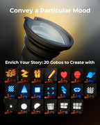 SMALLRIG RGB LED Photography Flashlight, 7500mAh Aluminum Alloy Patterned Ambient Light, 4 Color Fill Light with 20 Patterned Light Filters, Perfect for Photo, Content Creation Accessorie RF10C 4634