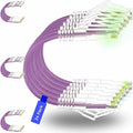Rapink Patch Cables Cat6/ Cat6a 5ft (24 Pack) Slim, Cat6a Ethernet Patch Cable 50G Support, Snagless Cat 6 Patch Cable for Patch Panel to Switch, Flexiable Cat6 Ethernet Cable Purple