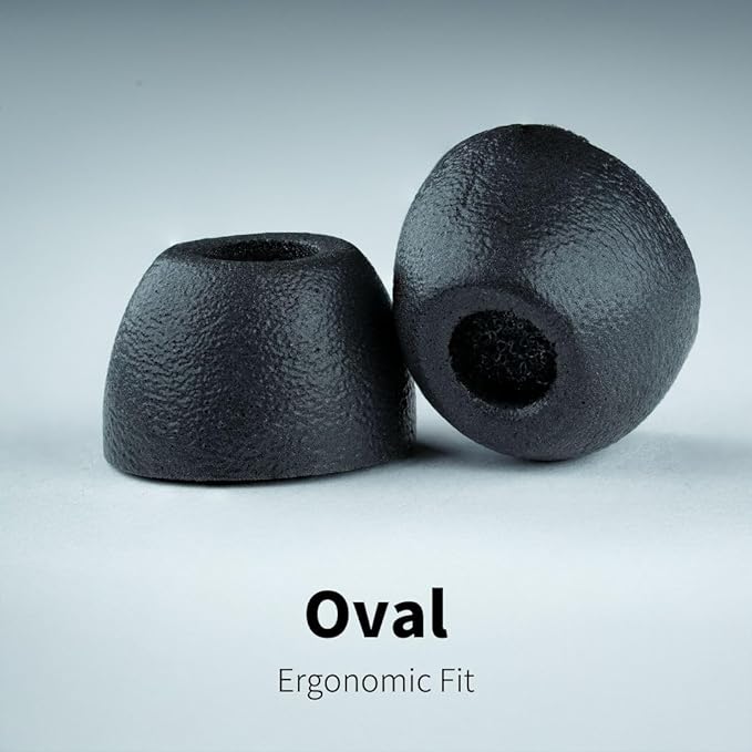 Comply 100 Core Series | Memory Foam Replacement IEM Ear Tips for Etymotic, Westone, Klipsch & More | Superior Noise Isolation, Ultimate Comfort, Secure Fit | Oval, Black, Large (3 Pairs)