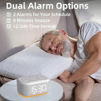 Brown Noise Machine Small Digital Alarm Clock Sound Machine for Bedrooms White Noise Machine Night Light Plug in Desk Clock with 30 Wake up Sounds Clock for Kids Heavy Sleepers Snooze 32 Levels Volume