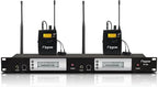 UHF Dual Wireless in-Ear Monitor System with Earphone, Metal Wireless IEM System, Sturdy Bodypack Receiver, 80 Adjustable Frequencies,164ft Range, Ideal for Stage & Studio (2 Bodypack)