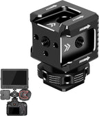 3 Port Cold Shoe Mount with 1/4"-20 Thread for Camera Cage Flash LED Monitor Microphone etc., Aluminum Camera Triple Cold Shoe Extension Bracket Compatible with Nikon, Canon, Sony..DSLR/SLR