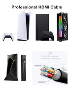 10K 8K 4K HDMI Cable 48Gbps 8 FT, Certified Ultra High Speed HDMI® Cable 4K 240Hz 144Hz 120Hz 8K60Hz 0.01ms HDR10+ eARC HDCP2.3 Netflix Roku TV PC Monitor Projector PS5 X-Box