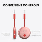 Avantree SoundJet R1 – Airplane Bluetooth Adapter for Headphones & AirPods, aptX Adaptive, Qualcomm Chipset, 20H Battery, Wireless Audio Transmitter for in-Flight Travel Essentials - Pink