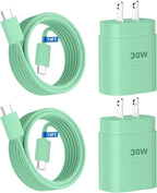 Phone 15 Pra Max Charger Fast Charging,30W USB C Phone 15 Fast Charger Block &10FT Long Type C Cable Cord for Phone 15/15 Pro Max/15 Pro/15 Plus/Pro 12.9/11 inch,S24 Ultra,Green