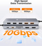 NOVOO USB C Docking Station Dual Monitor, 12-in-1 USB C Hub with HDMI 4K, VGA, USB 10Gbps, SD/TF, 100W PD, Multiport Adapter Compatible with MacBook Dell HP Surface