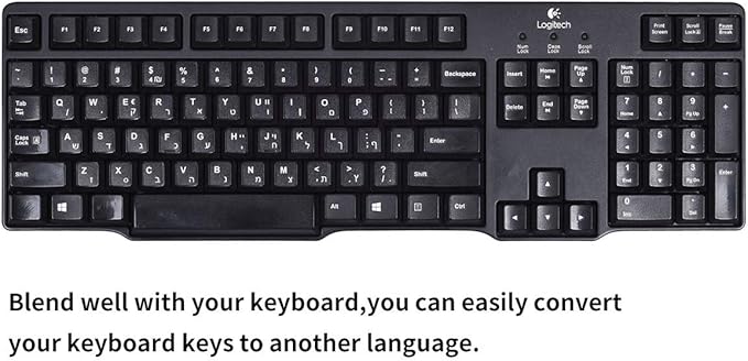 Hebrew-English Keyboard Stickers - 2PCS Replacement Letters for Computer, Laptop, Notebook, Desktop - White Font on Black Background, Matte Alphabet