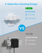 Multi Plug Outlet Extender, VINTAR 3 Outlet Adapter, Multiple Outlet Splitter, Grounded Wall Tap Adapter, Power Plug Expander for Travel Home Office Dorm, 3 Pack