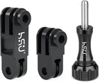 HSU Aluminum Alloy Metal Adjust Arm Straight Joints Mount, Long and Short Vertical Direction Straight Joints Mount for Gopro Hero 13 12 11 10 9 8 7 6 5, AKASO Campark and Other Action Cameras (Black)