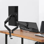 Pholiten Dual Monitor Arm 32inch,Fully Adjustable Gas Spring Monitor Desk Mount Vesa Bracket,Adjustable Tilt/Swivel/Rotate Monitor Stand Up to 22lbs