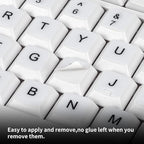 (2PCS Pack) English Keyboard Stickers, Universal Keyboard Replacement Letters English White Background with Black Lettering for Laptops Computer, Matte Keyboard Alphabet Stickers -White