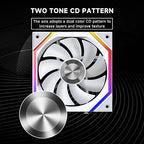 Jungle Leopard Galaxy 120mm PC Case Fan, ARGB and PWM Cooling Fans PC, Axle Core Double Ring CD Pattern Module Computer Fans, Daisy-Chain 5V RGB Fan (White 3 Pack)