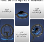 10" LED Ring Light with Overhead Phone Stand, CRI≥95 1200lm Dimmable Lighting, Adjustable Metal Arm with Remote & Phone Holder, for Streaming, Makeup, Zoom Calls, Photography