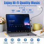 Dual USB C Headphone and Charger Adapter Splitter, 2-in-1 Type C to USB-C Audio Adapter with PD 60W Fast Charge, Type-C Splitter Dongle Converter for iPhone 16 Series, Galaxy S24/23, iPad Pro, Pixel 8