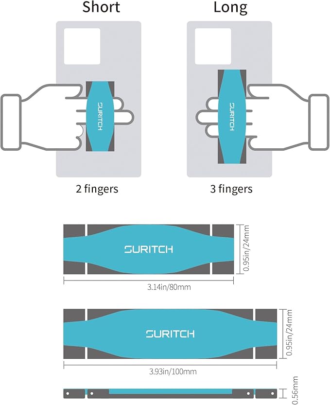 SURITCH Phone Grip Strap Finger Loop Holder for Back of Phone, 2-in-1 Soft Silicone Gripper Kickstand for iPhone Samsung and Most Cell Phone Cases, 3.94" Blue