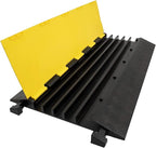 CXRCY Cable Ramp 1 Pack of 5 Channel PVC Rubber Cable Protector,18000lbs Capacity Heavy Duty Speed Bumps Hose Cord Channel Protector Ramps for Wire/Hose/Pipe Hider Driveway Outdoor