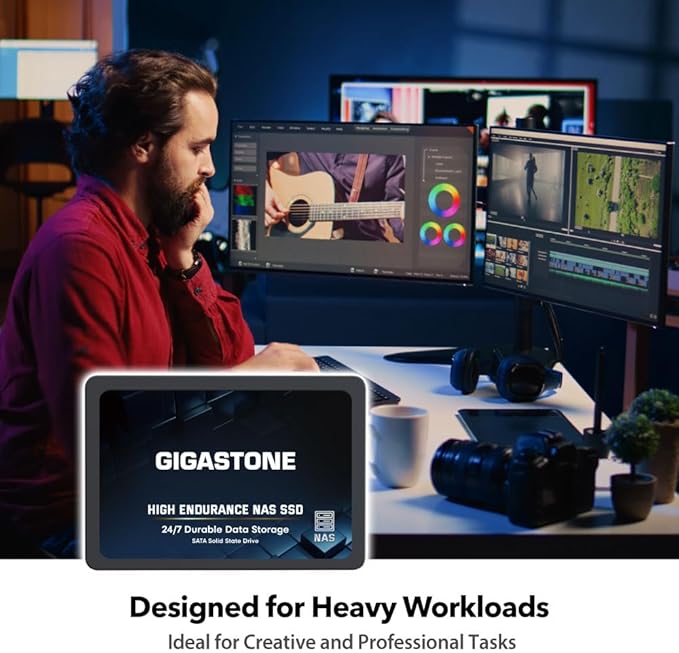 Gigastone 1TB NAS SSD Drive (6-Pack) 24/7 Durable TLC High Endurance RAID Data Storage Network Attached Storage 2.5" SATA Internal Solid State Hard Drives