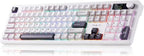 AULA F106PRO Wireless Keyboard, Full Size Mechanical Keyboard with Media Knob & Screen, 8000mAh Battery Hot Swappable Custom PBT keycaps Gaming Keyboard - Blaze Switch,Black White Grey