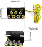 7-Port ESD Wrist Strap Grounding Kit with 5.9 ft Terminal Cable and Anti-Static Socket Connector, L-Shaped Aluminum Hub with 1 MΩ Resistors, Static Protection for Electronics Workbench(7-Port(2Pack))