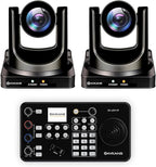 AVKANS 30X NDI PTZ Camera Kits - 2pcs 30X NDI Camera with 1pcs IP Joystick Controller Package for Church Live Streaming Video Production（2X AV-CM30-NDI and 1x AV-Joy-IP）