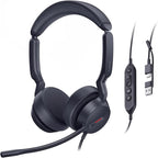 Yealink UH44 Teams Certified USB Wired Headset with 2 Noise Cancelling Mics,Stereo Sound for PC,Laptop,Teams,Zoom,Call Center,Home Office,Inline Controls,Comfort Ear Cushions,USB-C/A,Busylight-Black