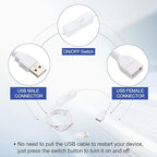 MECCANIXITY USB Cable with ON/Off Toggle Switch, USB Male to Female Extension Cord Inline Switch 2.0m White, for LED Desk Lamp LED Strip