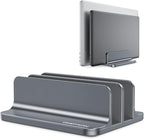 OMOTON [Updated Dock Version] Vertical Laptop Stand, Double Desktop Stand Holder with Adjustable Dock (Up to 17.3 inch), Fits All MacBok/Surface/Samsung/HP/Dell/Chrome Book (Grey)
