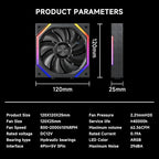 Jungle Leopard Galaxy 120mm PC Reverse Blade Case Fans, ARGB and PWM Cooling Fan PC, Axle Core Double Ring CD Pattern Module Computer Fans, Daisy-Chain 5V RGB Fan (Black 3 Pack)