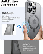 MAGIC JOHN 360° Rotatable Magnetic Invisible Stand for iPhone 16 Pro Max Case [Camera Control Button] [Compatible with MagSafe] 16FT Shockproof for iPhone 16 Pro Max Case with Kickstand, Gray