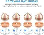 4Pcs Speaker Spikes Floor Protectors Shockproof Speaker Isolation Spikes with Base Pad for Speaker,Subwoofer,Amplifier,Turntable,Recorder CD DAC with 3m Adhesive (Gold)