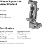 SMALLRIG Metal Phone Mount with Baseplate for Arca-Swiss,Compatible for DJI RS 4 Mini & RS 3 Mini, Cell Phone Mount Adapter Support Free Adjustment Joints, Phone Tripod Mount for iPhone 16 15-5338