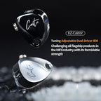 KZ Castor in-Ear Monitor Dual-Dynamic Drivers Headphones with 4 Tuning Switches HiFi Noise Cancelling Earphones, Clarity Stereo Sound Earbuds for Audio Engineers, Musicians(Silver, with Mic)