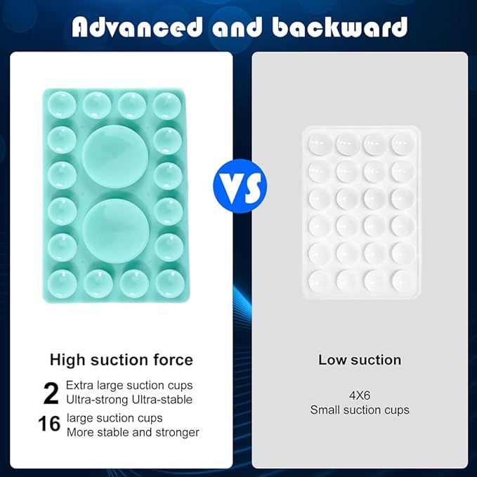 ZYCCER Double Sided Silicone Suction Phone Holder Mount,Compatible with iPhone and Android Cases Hands-Free Mirror Shower Phone Mount Strong Grip Holder (Green, Single Sided 1PCS)