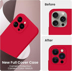 FireNova Designed for iPhone 15 Pro Max Case, Silicone Upgraded [Camera Protection] Phone Case with [2 Screen Protectors], Soft Anti-Scratch Microfiber Lining Inside, 6.7 inch, Deep Red