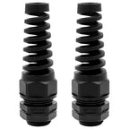 Strain Relief Cord Connector,LISTENJIALE 2Pcs NPT 3/4" Waterproof Cable Gland Flex Spiral Strain Relief Adjustable 12.5-18mm Cable Connector Nylon Joint with Gaskets(Black)