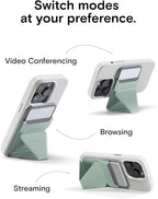 MOFT Magnetic Wallet Stand Compatible with iPhone 16/15/14/13/12 Series, Angle Adjustment & Magsafe Compatible MOVAS Phone Stand,Seafoam