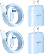 USB C Phone 16 15 Charger Fast Charging,30W Phone 16 15 Pro Max Charger Block &6.6FT Long USB C to C Charging Cable Cord for Phone 16 15/16 15 Pro Max/16 15 Pro/15 Plus/Samsung Galaxy S24 Ultra,Blue