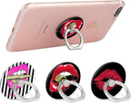 Bonoma Phone Ring Stand, 3 Pack Lips 360 Degree Rotation Finger Grip Stand Holder Compatible with Smartphones and Tablets